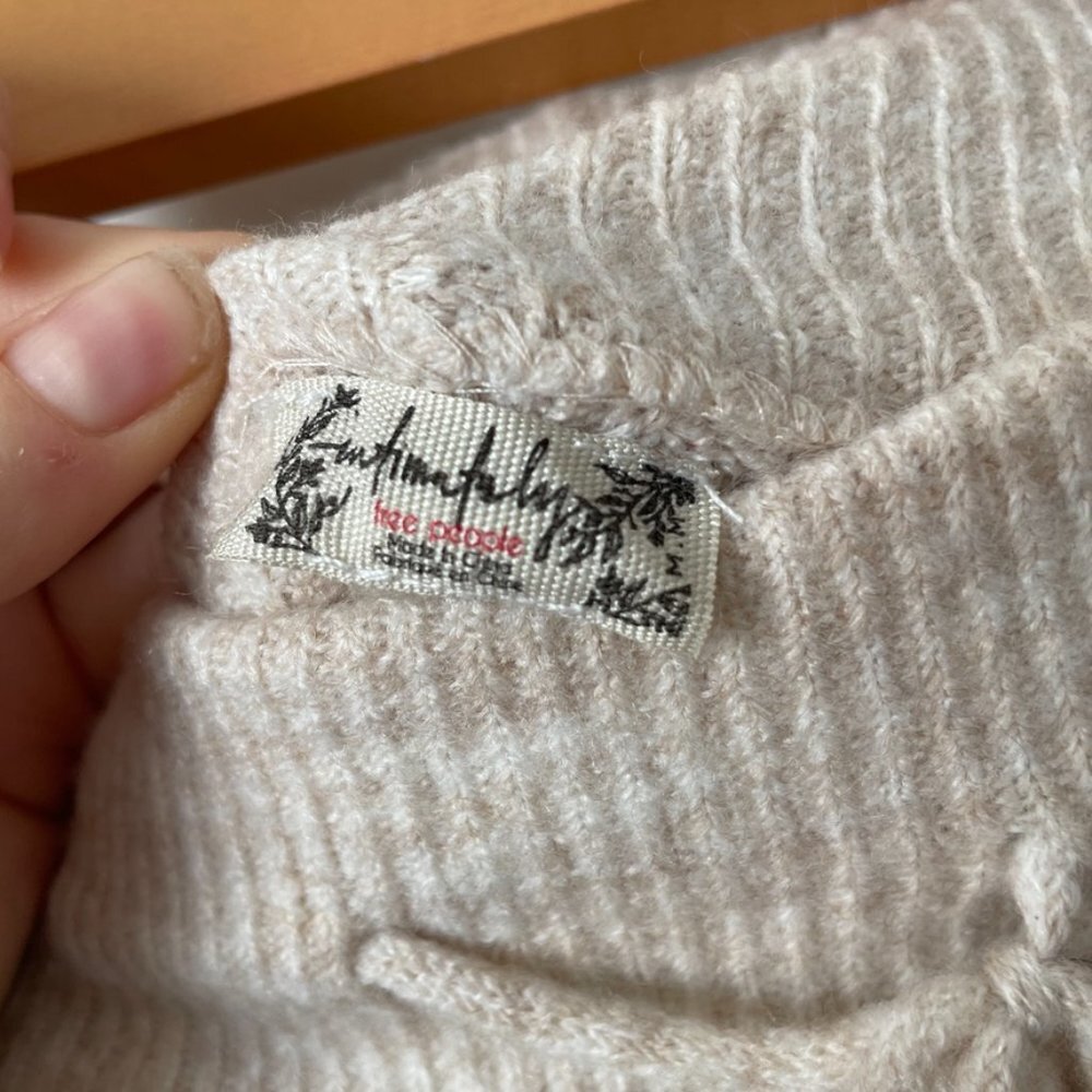 Free People Cream Ribbed Track Pants - Picture 14 of 15